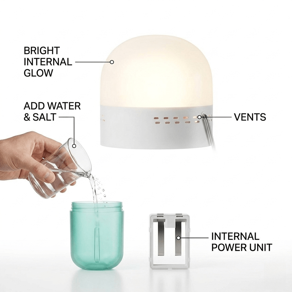 Power Outage Light - Портативная лампа на основе солевого раствора,