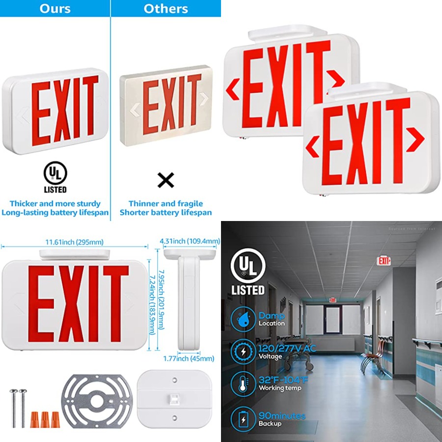 Светодиодный указатель выхода, – обзор и цена Emergency Exit Sign
